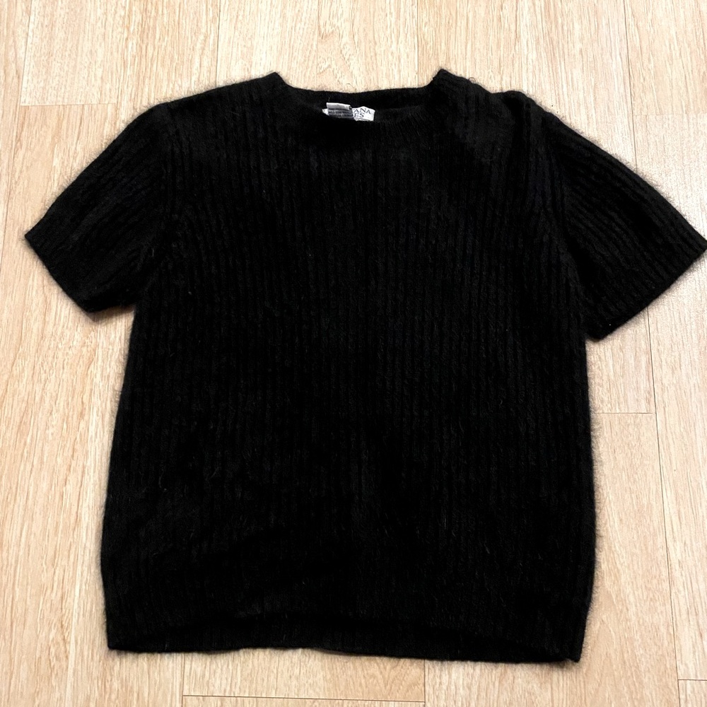 Vintage MONTANA BLUES fuzzy angora hair black top